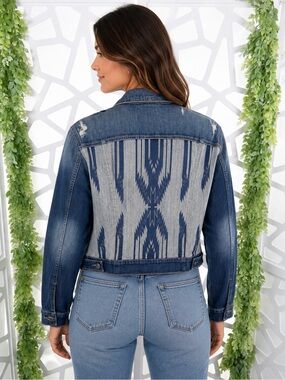 Ariat Chimayo Burbank Western Aztec Southwest Denim Trucker Jacket NWOT